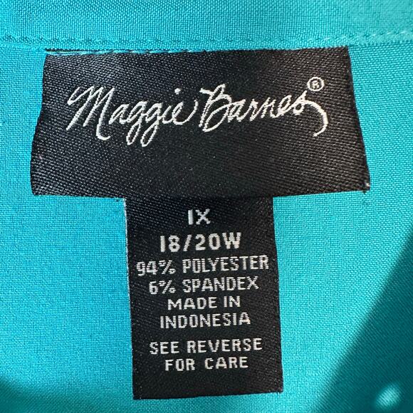 Maggie Barnes women’s blouse teal button up round color western electric grandma - Picture 5 of 9